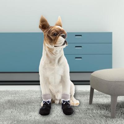 4 Stück Haustiersocken, atmungsaktiv, rutschfest, Baumwolle, gestrickt, Pfotenabdruck, Hundesocken für den Alltag