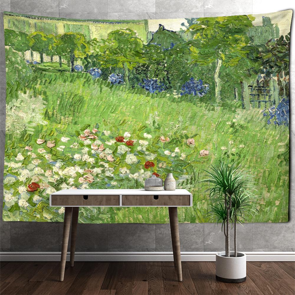 

Пшеничное поле картина маслом пейзаж гобелен настенный Ван Гог таинственный богемный художественный домашний декор фоновая ткань 400x220cm