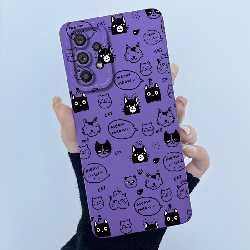 Shockproof Matte Case For Samsung Galaxy A32 A52 A52S A72 M52 5G Lovely Cartoon Liquid Silicone Camera Protective Bumper Cover