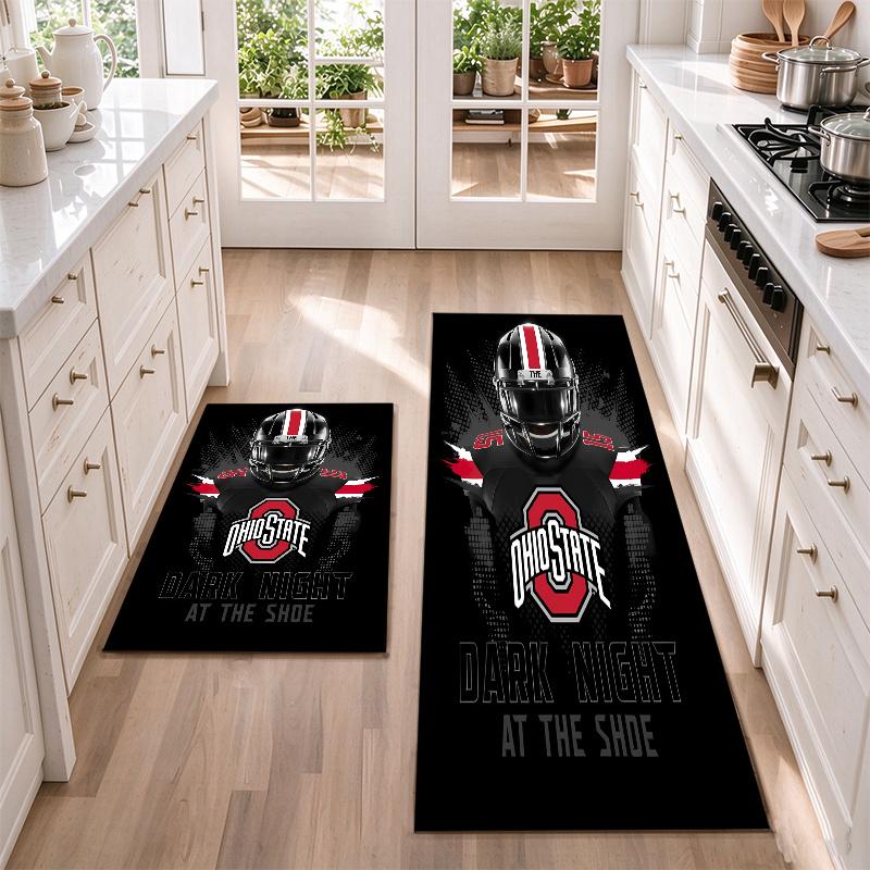 Ohio State Buckeyes Flannel Kitchen Floor Mat – Non-Slip, Absorbent and Easy to Clean Suitable for Kitchens, Entryways Bedroomsand Bathrooms