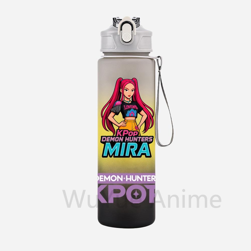 Anime K-Pop Demon Hunters Character Water Cup Large Capacity Outdoor Portable Rope Drinking Bottle Gift for Boys and Girls