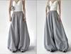 Autumn/Winter High-Waisted Wide-Leg Floral Skirt-Pants with Lantern Cuffs