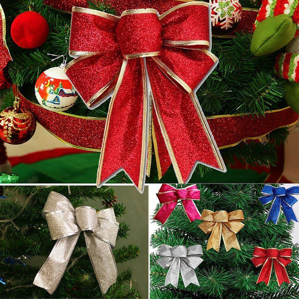 12pcs New Party Decoration Home Decor Christmas Tree Hanging Wedding Supplies Xmas Ornament Bowknot