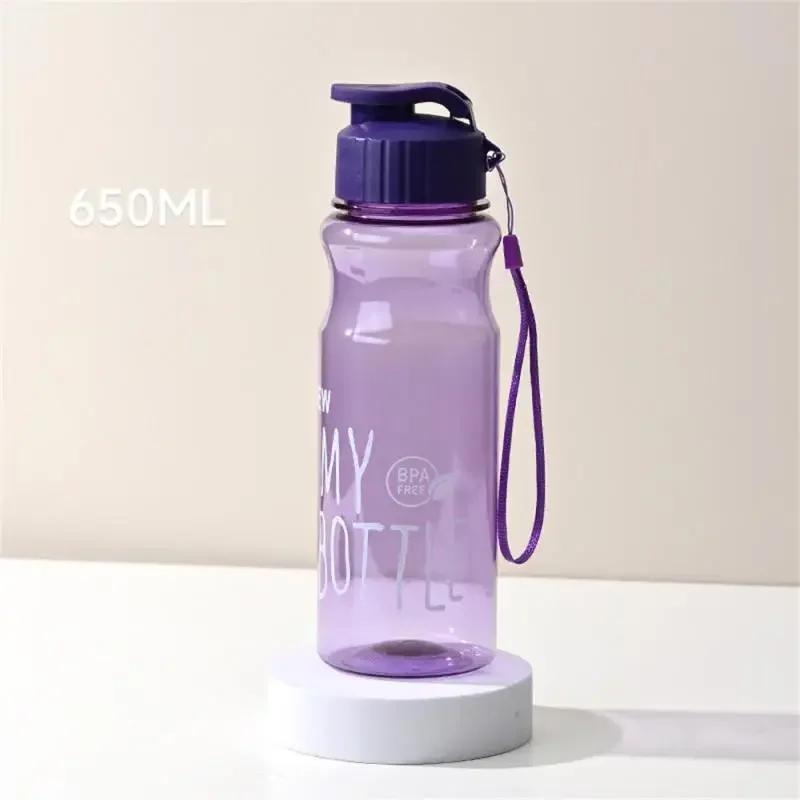 650ml Outdoor Large-capacity Sports Water Bottle Color Transparent PET Cold Water Cup Space Water Bottle Advertising Plastic Cup