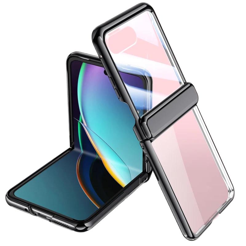 Transparente, galvanisierte, klappbare Scharnierspiegelfolie für Motorola Razr 40 Ultra-Hülle, All-Inclusive-Schutz, stoßfeste Hartabdeckung