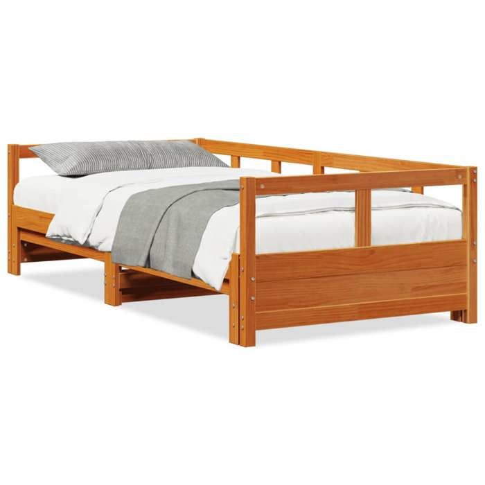 VidaXL Lit de jour sans matelas cire marron 80x200 cm bois pin massif, canapé-lit, lit d'invité, lit de repos double, lit de 854951