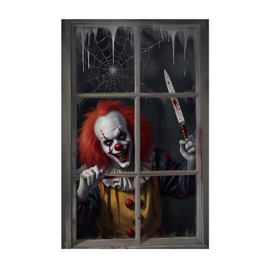 Halloween Window Cover Spooky Ghost Zombie Window Poster Clings Scary Hanging Background Decor for Halloween Party Supplies