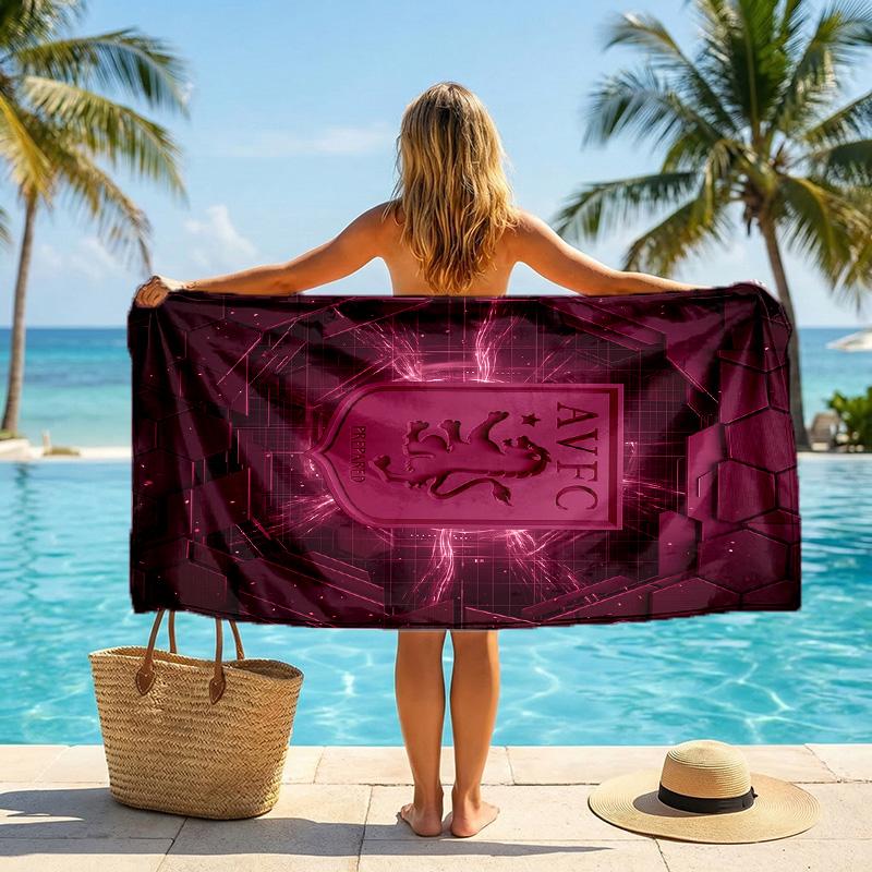 Aston Villa Football Beach Towel Soft Microfiber Summer Towel Quick Dry Absorbent Towel for Beach Swimming Pool Travel