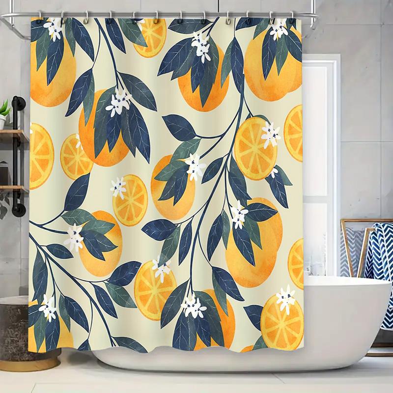 

Orange Citrus Fruit Pattern Shower Curtain Botanical Tropical Nature Farmhouse Bathroom Decor Waterproof Fabric Backdrop W60H190(CM)-1 Pcs