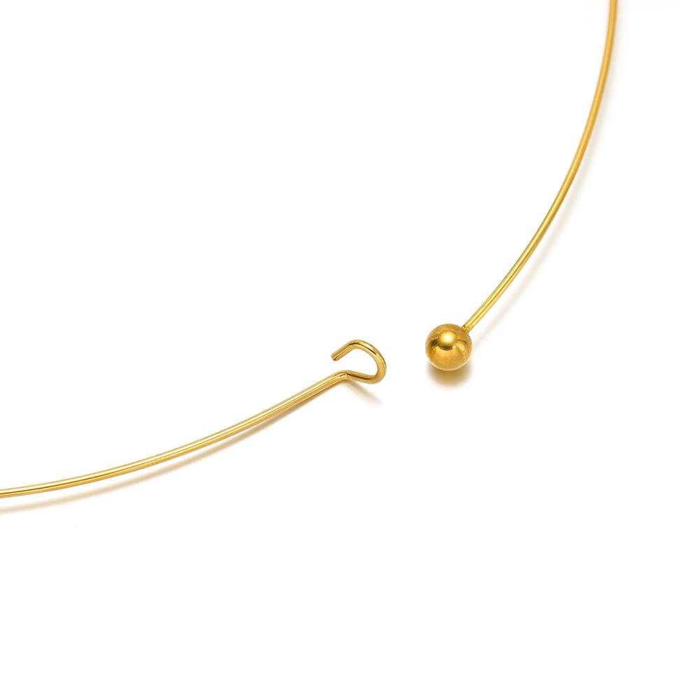 1 Piece 304 Stainless Steel Wire Collar Choker Necklace Round with Removable Ball End Cap Handmade DIY Jewelry Making 45cm Long