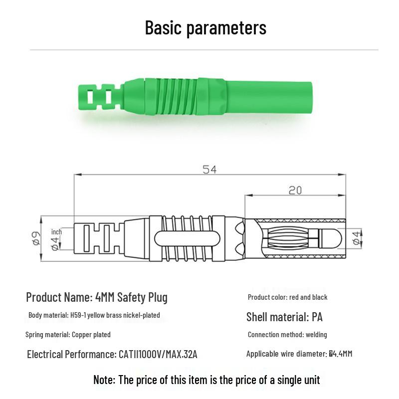 4mm Fully Insulated Safety Banana Plug: DIY Test Lead Solder Connector