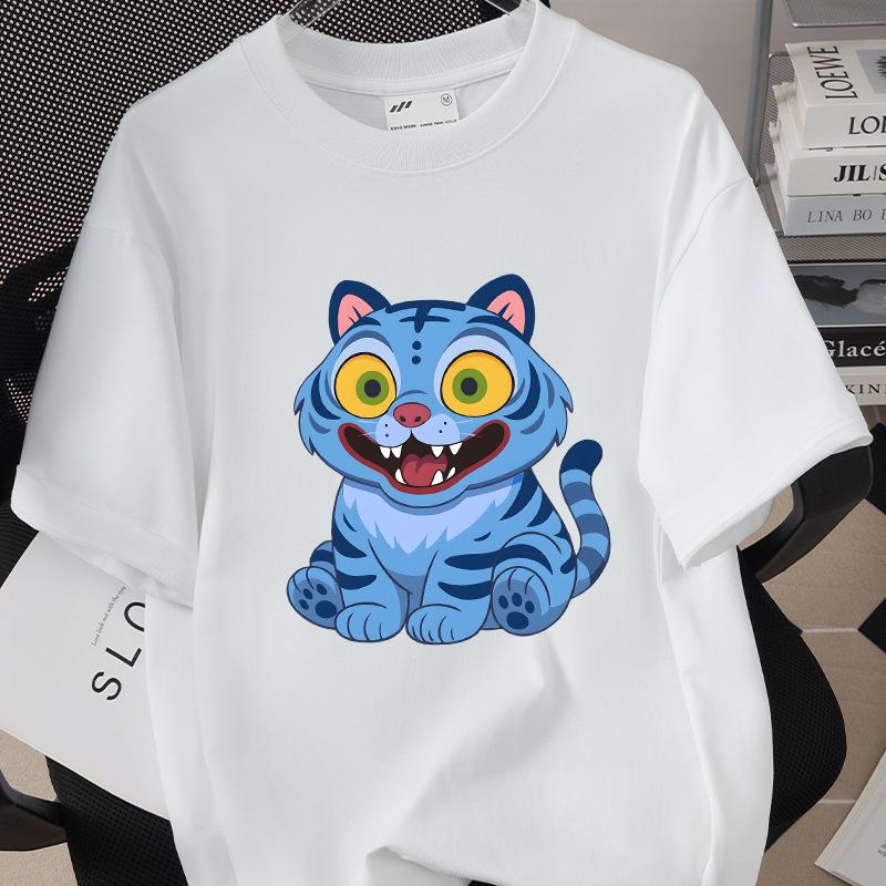 Kpop Korean Wave Witch Hunt Tiger Printed T-shirt Top Round Neck Short Sleeve 5980