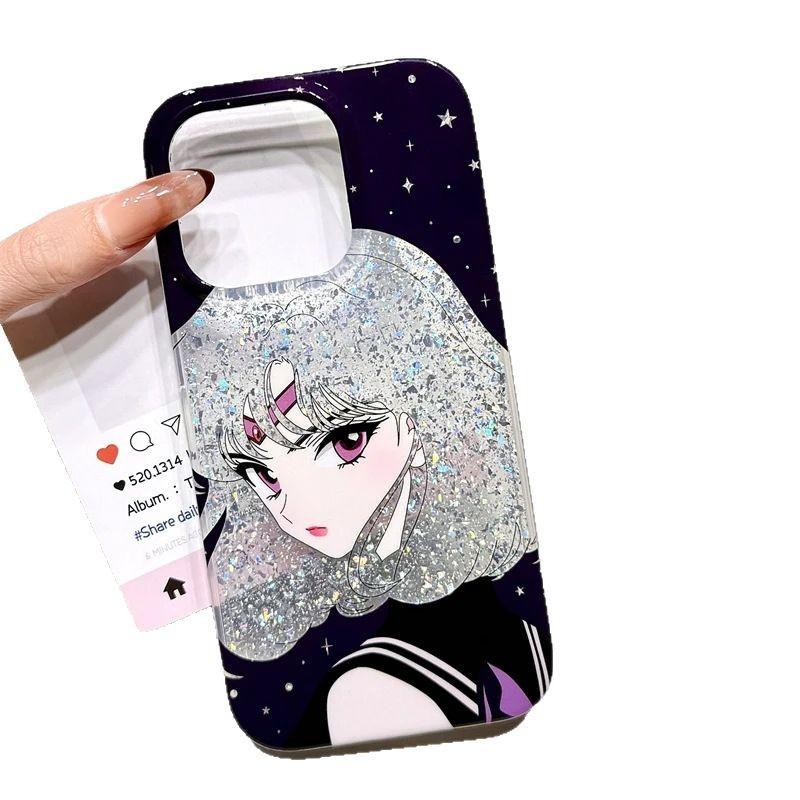 Hollow Black Cat Beauty Girl for Apple 17/16pro Mobile Phone Case iPhone 15IMD Glitter 13 Cartoon 14