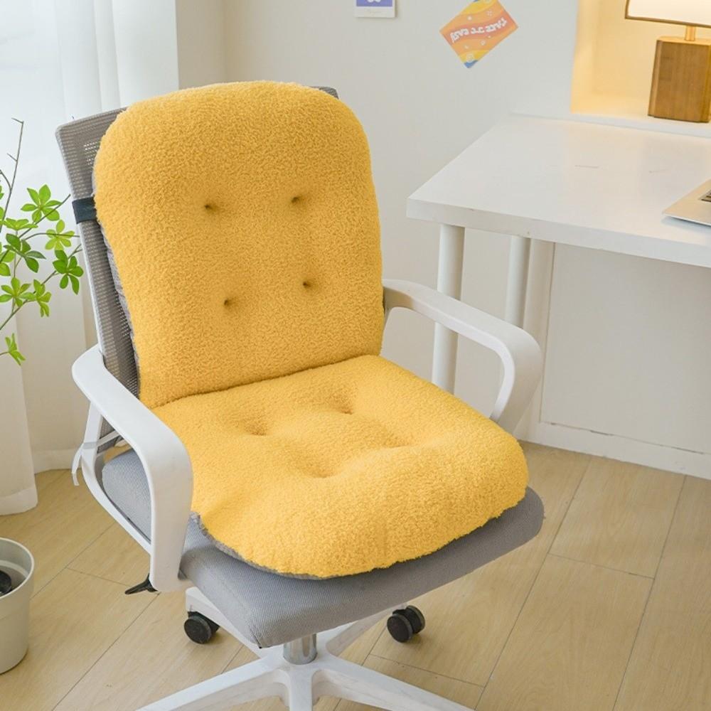 Integrated with Back Support Chair Cushion Soft High Elasticity Ergonomic Seat Pad Anti-Slip Office Chair Pad Home Office Use