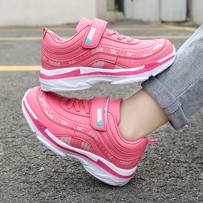 Girls Sport Shoes Waterproof Running Kids Sneakers Casual Leather Pink Breathable Fashion Antislip Lightweight Children Shoes
