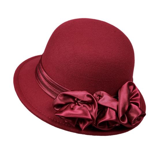 

Женская зимняя шляпа-панама однотонная с искусственным жемчугом и цветочной отделкой, шляпа-ведро для активного отдыха, путешествий, повседневной носки вино красного