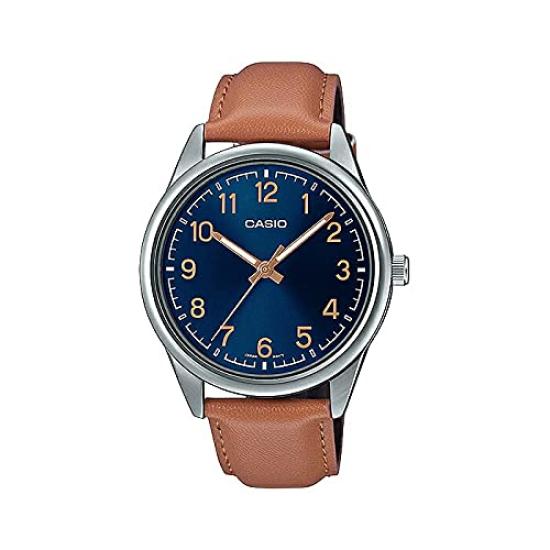 

Casio Standard MTP-V005L-2B4 Watch Cheap Casio Analog Navy Brown Leather Belt