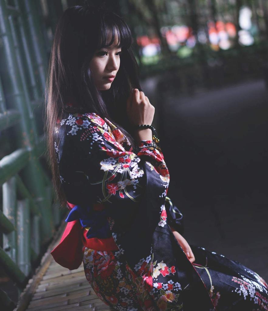 Japanese Hell Girl Long Floral Black [Lady Lazy] Clothes, Cosplay, Yukata, Pattern, Furisode, (S)