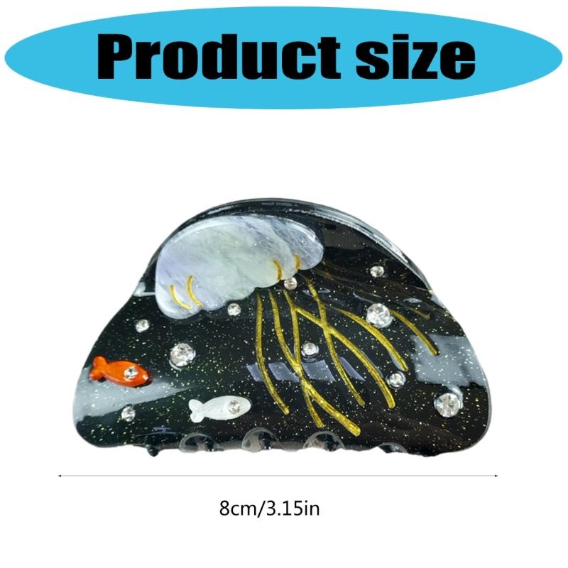 Acrylic Hair Claw Clip For Various Hair Type Strong Grip Design Hair Clamp with Marine Theme for Women Hairstyling
