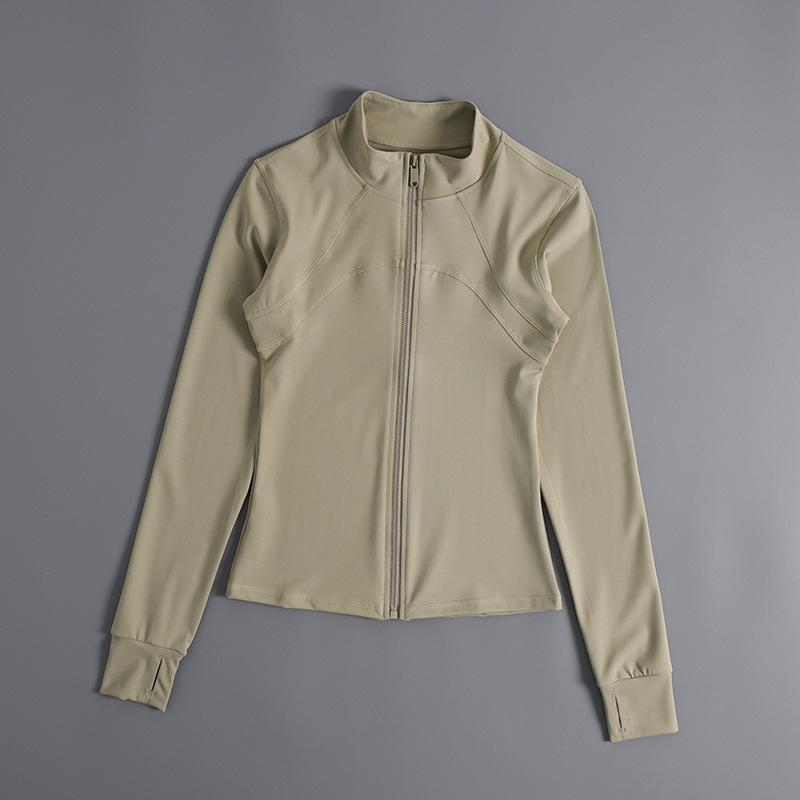 Women's High Collar Quick-Dry Yoga Jacket - Slim Fit, Non-Slip Zipper, Long Sleeve, Nude Feel Sportswear