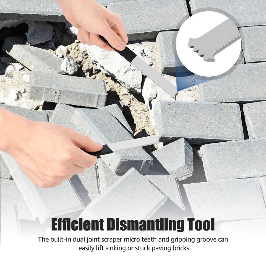 2Pcs Paver Removal Tool Metal Garden Brick Block Puller Tool with Nonslip Handle and Double Joint Scraper Paver Lifting Puller