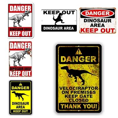 Gefahr Dinosaurier Bereich Jurassic Park Rex Halten Draußen Vintage Metall Zinn Zeichen Retro Weißblech Zeichen Wand Kunst Dekor 20*30cm