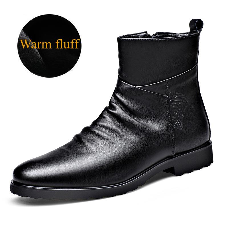 Men Cowboy Boots Genuine Leather Men's Boots Ankle Boot High Top Shoes Outdoor Work Casual Shoes Motorcycle Combat Boots