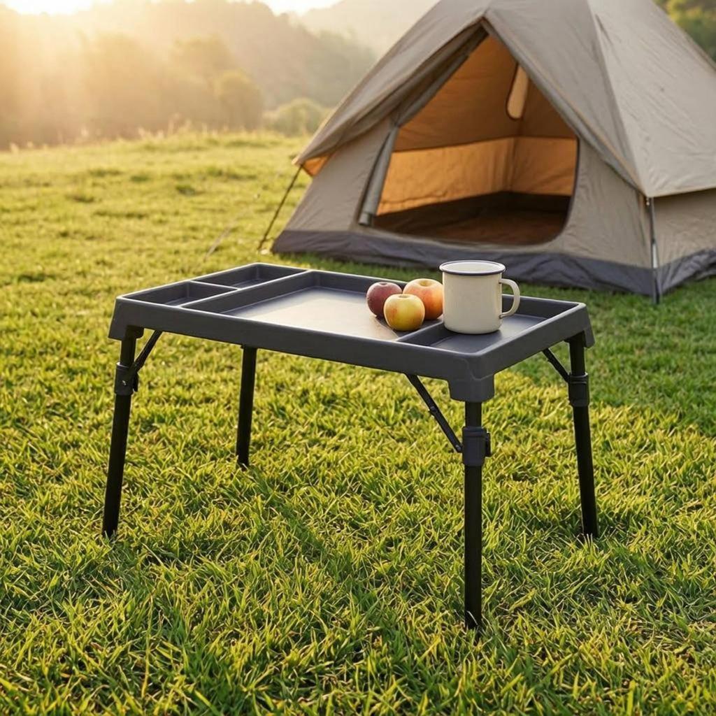 Folding Camping Table Foldable Adjustable Compartmented Outdoor