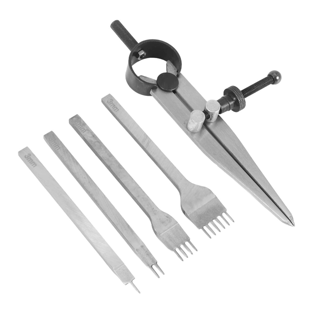 2025+ Leather Chisel Set, Prong Diamond Lacing Stitching Chisel Hole Punches Tool and Wing Divider for Leather Stitching China Mainland