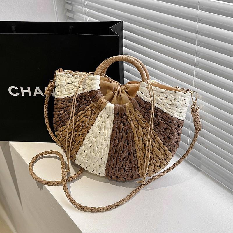 

Ethnic Style Woven Bag Women s Ins Trend Beach Straw Niche Portable Single-shoulder Cross-body хакі