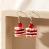 Stylish Strawberry Cake Earrings for Ladies Handmade Fun Food Eardrop Jewelry