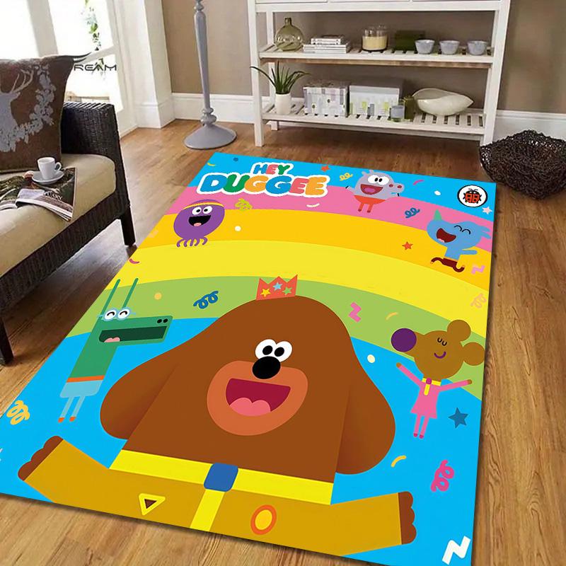 Hey Duggee Flannel Pattern Square Carpet,Area Rug,Carpet Rug for Living Room Bedroom Sofa Playroom Decor,Non-slip Floor Mat