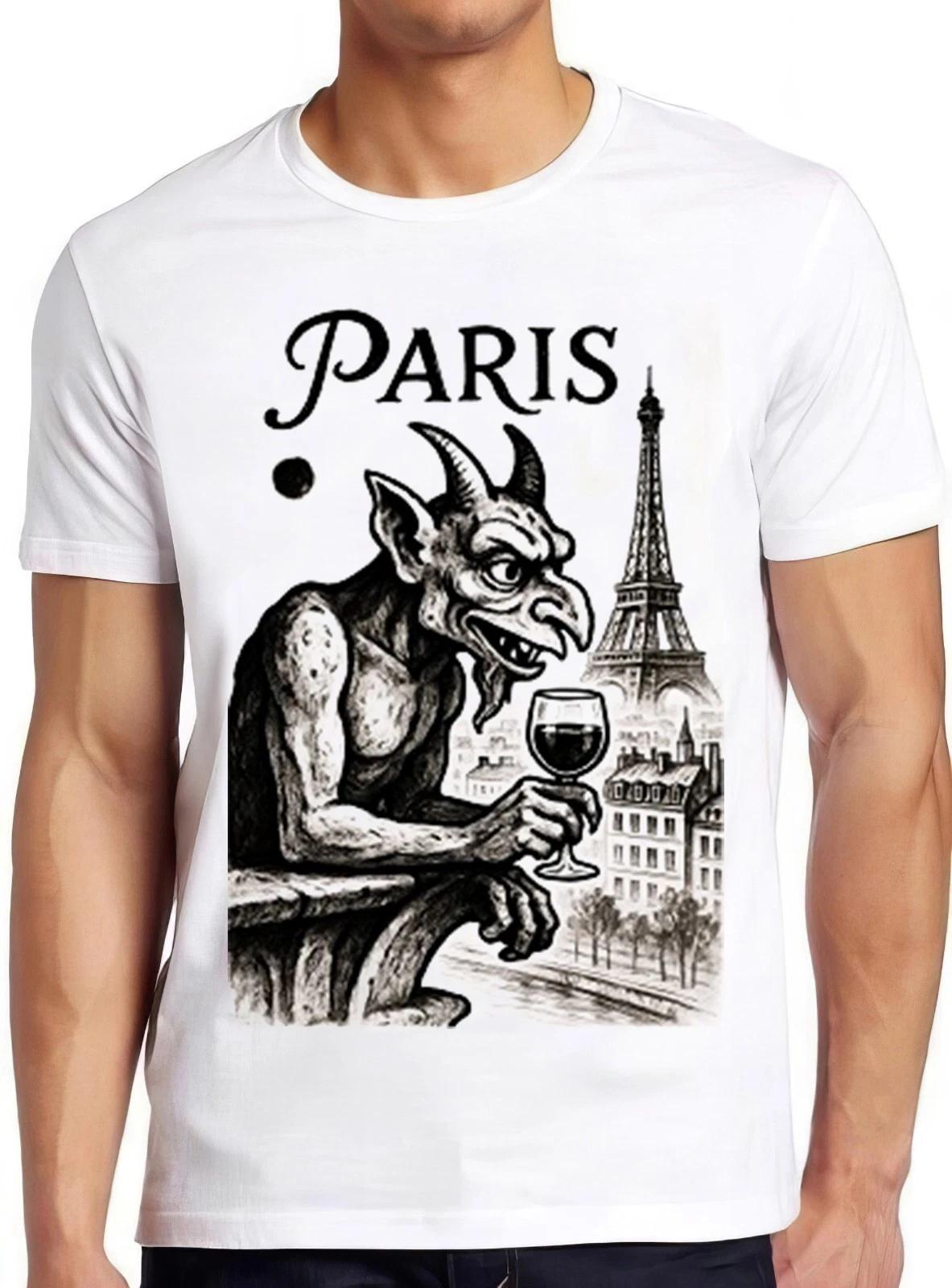 Paris France Gargoyle Notre Dame Cathedral Funny Gift Tee T Shirt 2634 XS