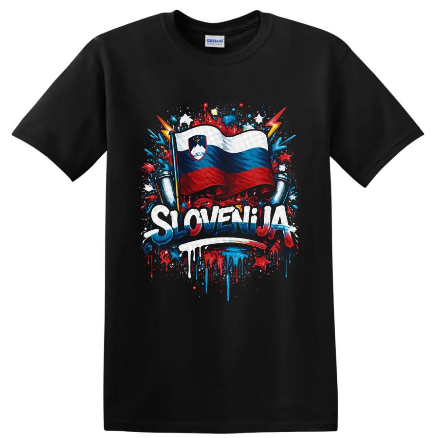 Slovenia Flag T Shirt Patriotic Grunge Paint Splash National Pride Tee Gift Art