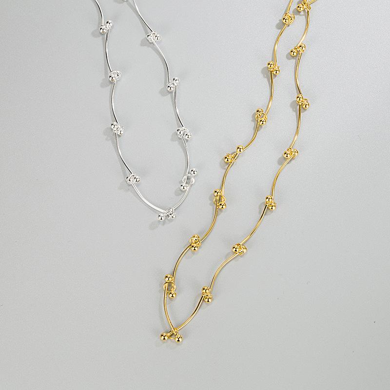 Original Ins Design S925 Sterling Silber Halskette Handgemachte Nähen Runde Perle Halskette Persönlichkeit Alles Schlüsselbein Kette Weibliche