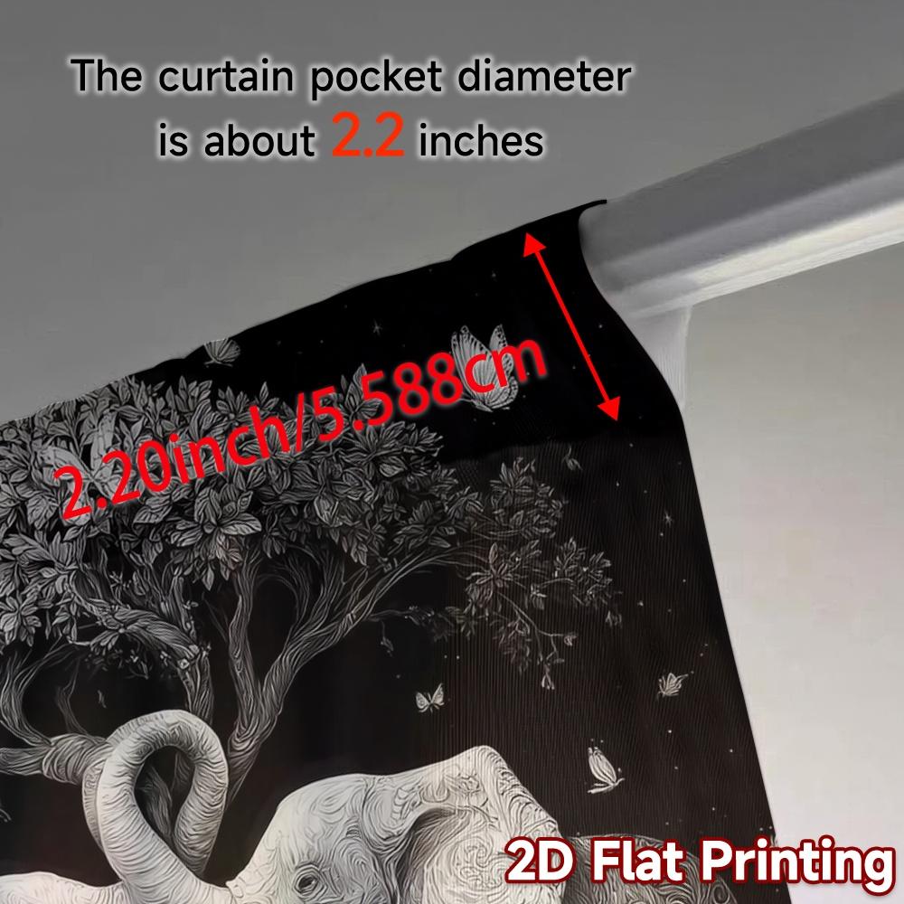 Flat Printing Curtains Without Rod Elephant Yin Yang Modern Polyester Easy Install Curtain Set Of 2 Contemporary Made Washable