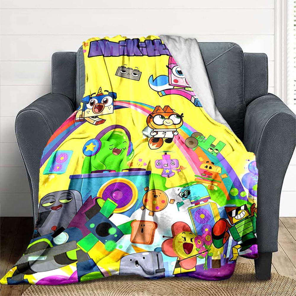 1pc Unikitty Characters Cozy Print Blanket Lightweight Warm Flannel Throw Blanket For Sofa, Bed, Living Room