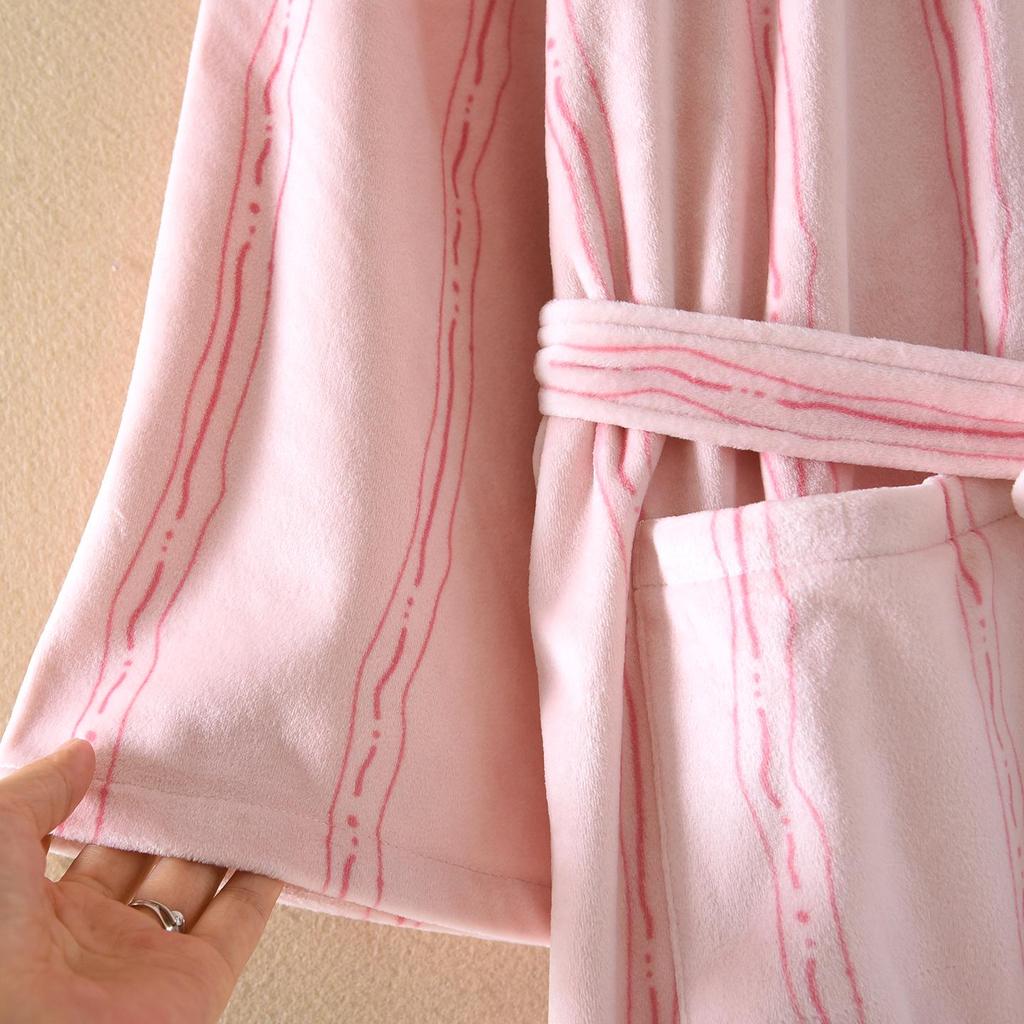 Sea Island Women's Plus Size Fleece Robe: Velvet Thickened, Long Sleeve, Warm Pajamas for Spring, Autumn, Winter