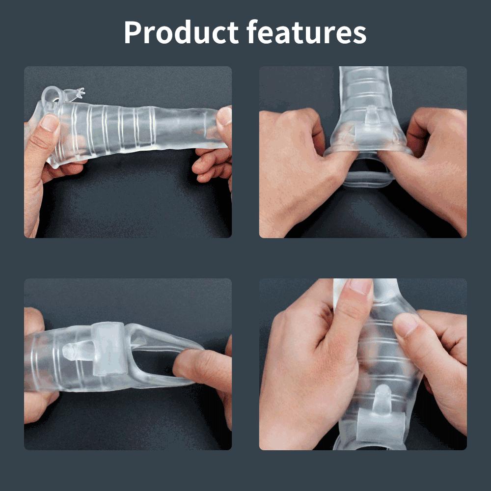 MELEON Penis Extension Sleeve Vibrator Extender Reusable Condoms Soft Delay Ejaculation Dick Sleeve Adult Sex Toys for Men