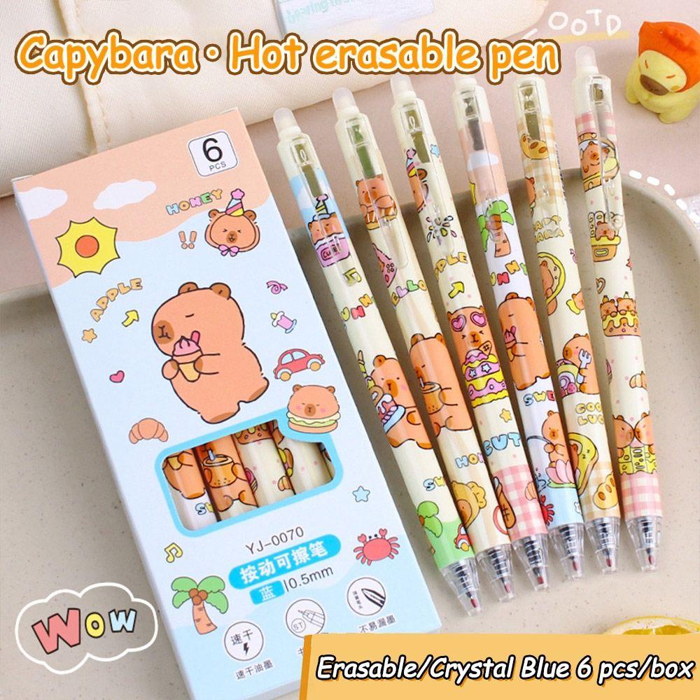 6Pcs/lot Quick-drying Capybara Gel Pen 0.5mm Black Pen  School Office Writing Stationery