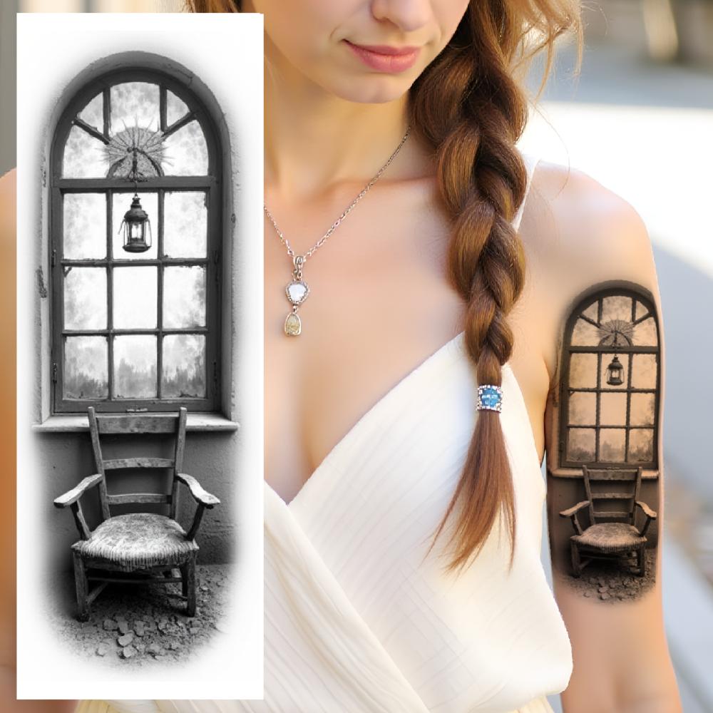 3pcs Temporary Tattoo Black And Grey Realism Skull Frame Butterflies For Women Adults Arms