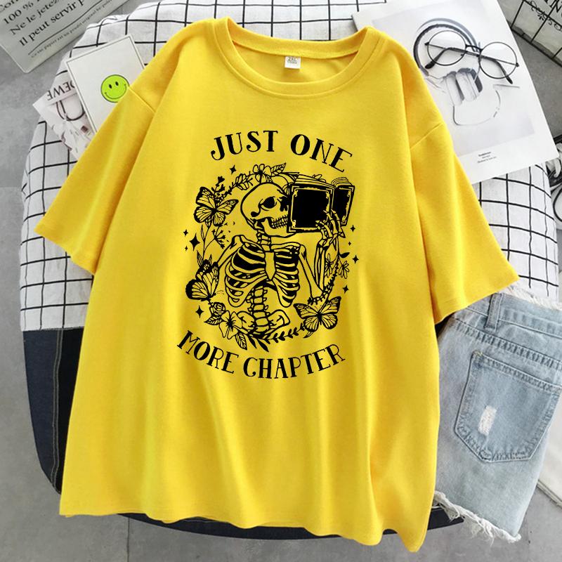 

Футболка Just One More Chapter Funny Skull женская хлопковая дышащая футболка уличная хип-хоп с коротким рукавом повседневная свободная футболка