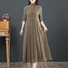 NEW Autumn Winter Covering Belly Dress Middle Aged Elderly Mother Retro Long Knitted Sweater Dresses Vestidos