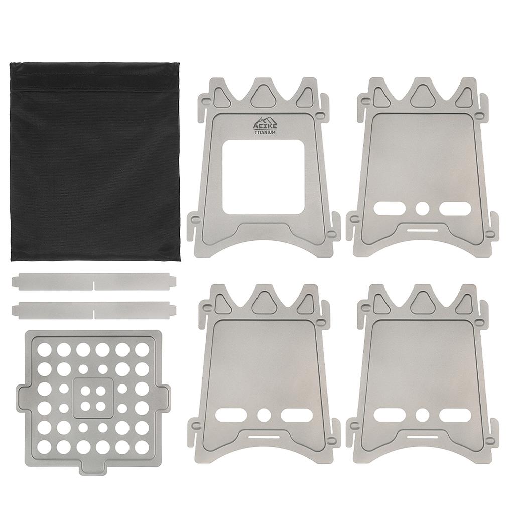 AEIKE Sobă cu lemne de camping, pliabilă, ușoară, din titan, sobă de rucsac pentru