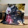 Action-packed anime scene with characters battling amidst a dramatic sky. for all seasons blanket lunch break throw gift