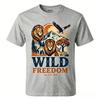 Vintage Mountain Wildlife Scene Wild Freedom Letter Graphic Tshirt Unisex Unisex Nature Hunting Lover Cotton Tee Casual Tee Tops