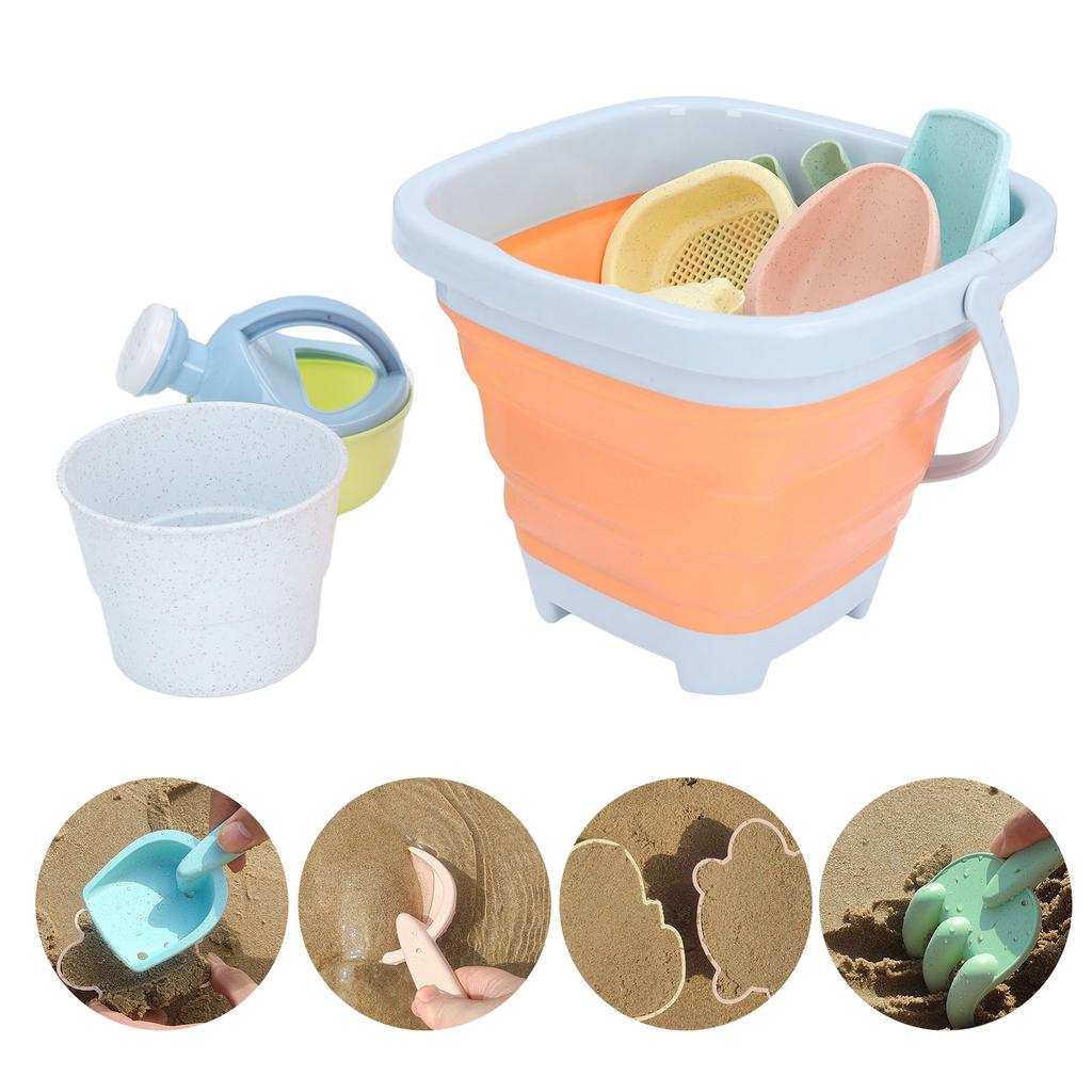 Beach Toys Set Collapsible Sand Bucket and Shovels Set Interactive Kids Sand Toys for Beach Party   Activities