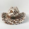 Chapeau de Cowboy en Fourrure de Lapin Imprimé Léopard 7,5 cm Fedora Western Cowboy Chapeau Panama Mode Voyage Fête Chapeau de Cowboy Chaud pour Hommes et Femmes