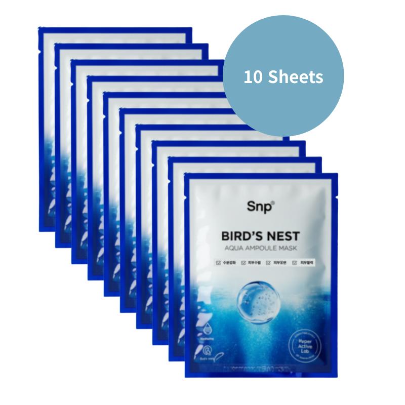 

SNP Bird’s Nest Aqua Ampoule Mask (10 Sheets) – Deep Hydration & Moisture-Rich Facial Sheet Mask with Swiftlet Nest Extract