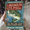 Vintage LARGEMOUTH Live Bait  Tackle Shop Metal Tin Sign  Retro Aluminum Wall Art Fish Illustration for Home Cafe Pub De